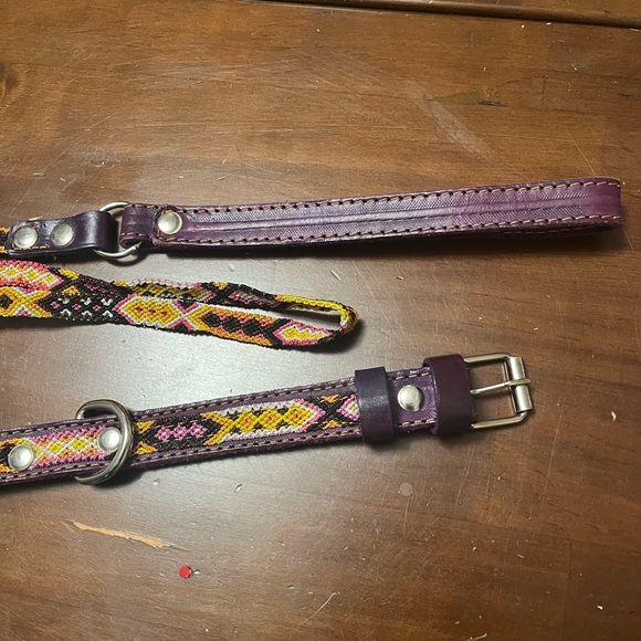 Mexican Leather Embroidered Dog Collar and Leash - Handmade, Brand New - Picture 3 of 5